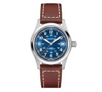 Hamilton Orologio da polso, Kaki, meccanico automatico campo, Blu X Marrone/Pelle/38 Mm, Militare