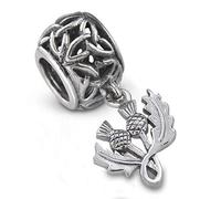 Hamilton & Young Outlander ispirato al braccialetto in argento Sterling 925 con ciondolo a forma di cardo tradizionale scozzese con nodo celtico della Trinità