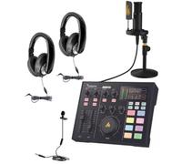 HamiltonBuhl MPSK-INT1 Media Production Studio: kit intervista n. 1, include: microfoni cardioide XLR, mixer podcast, cuffie Smart-Trek Deluxe e microfono Lavalier