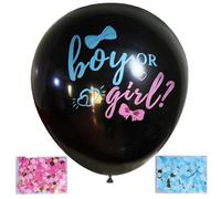 HAMKU 1 Pezzi Palloncino Baby Shower, Palloncini Gender Reveal, Boy or Girl, Palloncino Neri con Coriandoli per Gender Reveal Party Decorazione