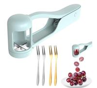 HAMKU 1 Set Gadget da Cucina Applicabile per Insalate di Verdure e Frutta,Taglia Pomodorini Adatto per i Bambini,Blu Chiaro Taglia UVA, con 2 Pezzi Forchetta Dorata + 2 Pezzi Forchetta Argento