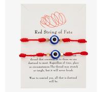 HAMKU 2 Pezzi di Filo Rosso del Destino, Braccialetti Rossi Regolabile, Bracciale Filo Rosso del Destino, Amuleto Della Possessione, Unisex, Comodo da Indossare, Alla Moda e Versatile(Con occhi blu)