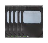 HAMKU 5 Sacchetti TerpLoc 20x30x5cm con Finestra Umidità Controllata 62% Zip Saldabili Anti-Odore Riutilizzabili per Conservazione Erbe Spezie Caffè Aroma Visibile Lunga Durata