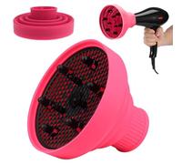 HAMKU Diffusore Universale Pieghevole In Silicone Da Viaggio Per Phon Asciugacapelli, diffusore capelli ricci, diffusore universale capelli, Fucsia, silicone