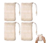 HAMKU Sacchetti di Sapone in Sisal Naturale, Rete per Sapone, Spugna per Sapone Solido, Sacchetti Porta Sapone Solido, Ideali per Doccia e Bagno, Rete per Saponetta Senza Plastica, 4 pezzo