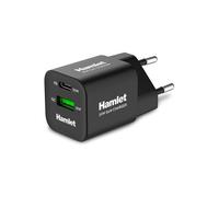 Hamlet Caricabatterie USB Type-C, USB Type-A 30W Dual Port GaN Power Delivery