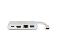 HAMLET - Docking Station da Viaggio Universale 4K HDMI / USB-C / USB-A 3.0 Bianco con Power Delivery 60 W