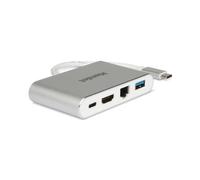HAMLET - Docking Station da Viaggio Universale 4K HDMI / USB-C / USB-A 3.0 Bianco con Power Delivery 60 W