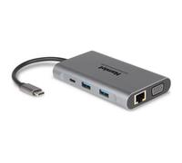 HAMLET - Docking Station Universale per Notebook PD400V 4x USB 3.2 / HDMI / VGA per Dual Display 4K Grigio + Power Delivery 85W