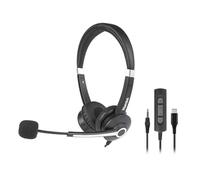 Hamlet Cuffie con filo, con Microfono, ideali per Ufficio / Call Center, Colore Nero - HHEADM-CJS