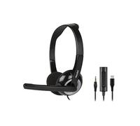 Cuffie Hamlet HHEADMUS-CJ cablate USB-C e jack per ufficio e call center nere
