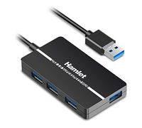 Hamlet Hub USB 3.0 Slim 4 porte – 5 Gbps – Alimentatore 10W
