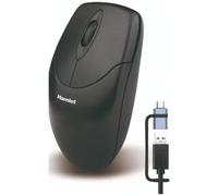 Hamlet Mouse Ottico Nero USB 1000 DPI con Cavo e Adattatore USB-C