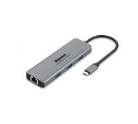 HAMLET - Replicatore di Porte e Docking Station per Notebook PD200U Cablato 5x USB 3.2 / HDMI / LAN + Power Delivery 85W - Grigio