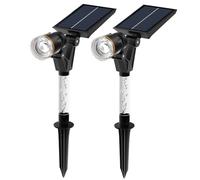 HAMLITE Faretto solare per esterni, impermeabile, luci solari da giardino all'aperto, confezione da 2, 3000 K, luci da parete antipolvere all'alba, dimmerabile, faretti regolabili per cortile,