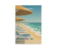 Hammamet Tunisia - Stampa artistica da parete minimalista su tela, per soggiorno, camera da letto, bagno, ufficio, casa, 50 x 75 cm