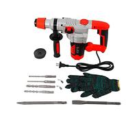 Hammer Drill - Martello perforatore a percussione 2200 W, 3300 giri/min, con 6 punte per trapano, un paio di guanti, 30 cilindri per metallo, legno e cemento