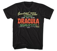 Hammer Horror Dracula Shock & Thrill T-Shirt Uomo Maniche Corte Nero Cotone