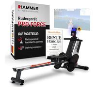 HAMMER Vogatore Pro Force - Dispositivo di resistenza salvaspazio leggero e ad alta efficacia, con 20 programmi di allenamento e supporto per tablet, portata fino a 120 kg