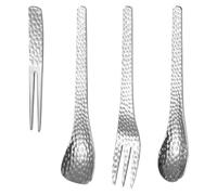 Hammered Stainless Steel Flatware - Dessert Forks and Spoons | Metal Salad Forks for Home Cooks Hosts Bakers Collectors Restaurant Wedding Apartment Birthday Gatherings Coffee