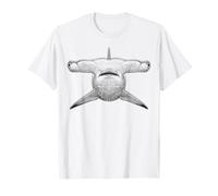 Hammerhead Shark Face Vintage Incisione Ocean Species Maglietta