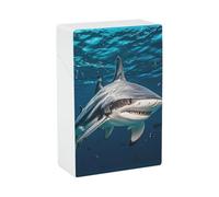 Hammerhead Shark Scans The Ocean - Portasigarette in plastica rigida con apertura a ribalta, sottile, tascabile, per 20 sigarette king size, impermeabile, a prova di schiacciamento, accessorio per