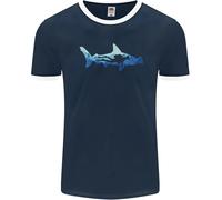 Hammerhead Shark Scuba Diver Diving Uomo Ringer T-Shirt FotL