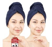 Hammetex Asciugamani da bagno 25 x 66 cm, extra morbidi e assorbenti, 100% cotone, 2 pezzi, asciugamano leggero e resistente, perfetto per bagno, spa e palestra, blu scuro