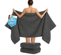 Hammetex Asciugamani da sauna 80 x 200 cm, set da 2 pezzi, asciugamani extra grandi, 100% spugna di cotone, certificati Oeko-TEX, morbidi, assorbenti, con gancio, antracite