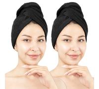 Hammetex Asciugamano per Capelli Donna Set da 2 - Turbante in 100% Cotone - Certificati OEKO-TEX - Morbidi, Assorbenti - Turbante con Bottone