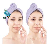 Hammetex Asciugamano per Capelli Donna Set da 2 - Turbante in 100% Cotone - Certificati OEKO-TEX - Morbidi, Assorbenti - Turbante con Bottone