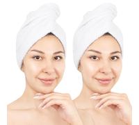 Hammetex Asciugamano per Capelli Donna Set da 2 - Turbante in 100% Cotone - Certificati OEKO-TEX - Morbidi, Assorbenti - Turbante con Bottone