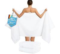 Hammetex Set di 2 asciugamani da bagno e sauna extra grandi, 80 x 200 cm, 100% cotone 500 GSM, assorbenti, asciugatura rapida, certificati Oeko-TEX, asciugamani da spa e sauna, colore: bianco