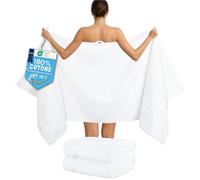 Hammetex Set di 2 Asciugamani Molto Grandi per Bagno e Sauna 80x200 cm, 100% Cotone 500 GSM, Assorbenti, Asciugatura Rapida, Certificati Oeko-TEX, Asciugamani per Spa e Sauna, Bianco