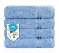 Hammetex Set di 4 Asciugamani da Bagno, 100% Cotone Premium di Alta Qualità, Grande 50x100cm, Asciugamano Morbido, Assorbente, Ad Asciugatura Rapida, per Mani, Blu Chiaro