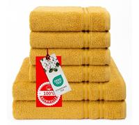 Hammetex Set di 6 asciugamani, 100% cotone, morbidi e altamente assorbenti, 2 teli da bagno 70 x 140 cm, 4 asciugamani 50 x 100 cm, colore: senape