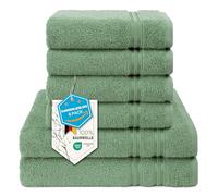 Hammetex Set di 6 Asciugamani da Bagno 100% Cotone Morbidi e Assorbenti, 2 Asciugamani da Doccia 70 x 140 cm, 4 Asciugamani da Toilette 50 x 100 cm, Colore: Verde Salvia