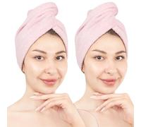 Hammetex Turbante Capelli Donna Set da 2 - Asciugamano per Capelli in 100% Cotone - Certificato OEKO-TEX - Molto Assorbente, Asciuga Rapidamente i Capelli - Turbante con Bottone