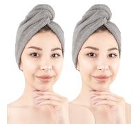 Hammetex Turbante Capelli Donna Set da 2 - Asciugamano per Capelli in 100% Cotone - Certificato OEKO-TEX - Molto Assorbente, Asciuga Rapidamente i Capelli - Turbante con Bottone
