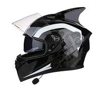 Hammock Bluetooth Casco Moto Integrale,Casco Moto per Donna e Uomo Motorino Caschi Integrali Scooter con Doppia Visiera Parasole,Casco da Moto Four Seasons Universale,ECE Omologato C,3XL=64~65cm