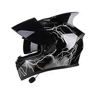 Hammock Bluetooth Casco Moto Integrale,Casco Moto per Donna e Uomo Motorino Caschi Integrali Scooter con Doppia Visiera Parasole,Casco da Moto Four Seasons Universale,ECE Omologato E,L=58~59cm