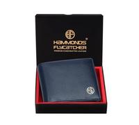 Hammonds Flycatcher Portafoglio da uomo in pelle premium con protezione RFID, Nappa Blu Reale, Classico