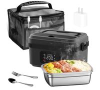 HAMON Contenitore per il pranzo elettrico portatile, ricaricabile, 1 l, con time, borsa termica per adulti, contenitore per il pranzo riscaldabile per cantieri, picnic, uffici (Deep Charcoal)