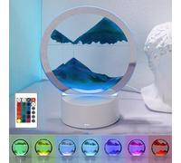 HAMON Lampada con Sabbia 3D, Pittura di Sabbia Che Scorre, Cambia Colore Colorato RGB Dimmerabile, Dinamica 3D Hourglass Decorazione per la Casa e L'ufficio (Blu)