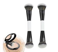 Hamosky Confezione da 2 pennelli da trucco a doppia estremità per fondotinta liquido, pennello per fondotinta liquido, setole ad angolo arrotondato ad alta densità, 17 cm, per sfumare fard, cipria