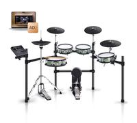 HAMPBACK ACE-530 - Set batteria elettrica con teste in rete a doppio strato, piattini di strozzamento, supporto non incassato ad alto cappello, ripristino del suono autentico del tamburo e
