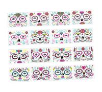 HAMPPLIES 16 Fogli Adesivi Fluorescenti Viso Halloween Decorazioni Temporanee Colorate per e Cosplay Faciale Tematico Dia De Muertos