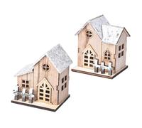 HAMPPLIES 2 Pezzi Casette Natalizie in Decorazioni Natalizie da con LED e Negozio per Addobbi e Regali Natale