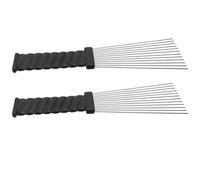 HAMPPLIES 2 pezzi Pettini da Salone in Acciaio Resistente per Styling Capelli Afro e Parrucche Accessori Professionali per Acconciature Facili e Durature Nero