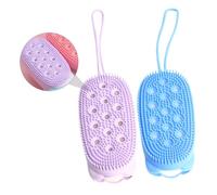 HAMPPLIES 2 Pezzi Spazzola Doccia in Silicone e Spugna Doppia Faccia Massaggiante per Esfoliazione e Pulizia Delicata della Aiuto Bagno per Tutta la Famiglia Colori Casuali